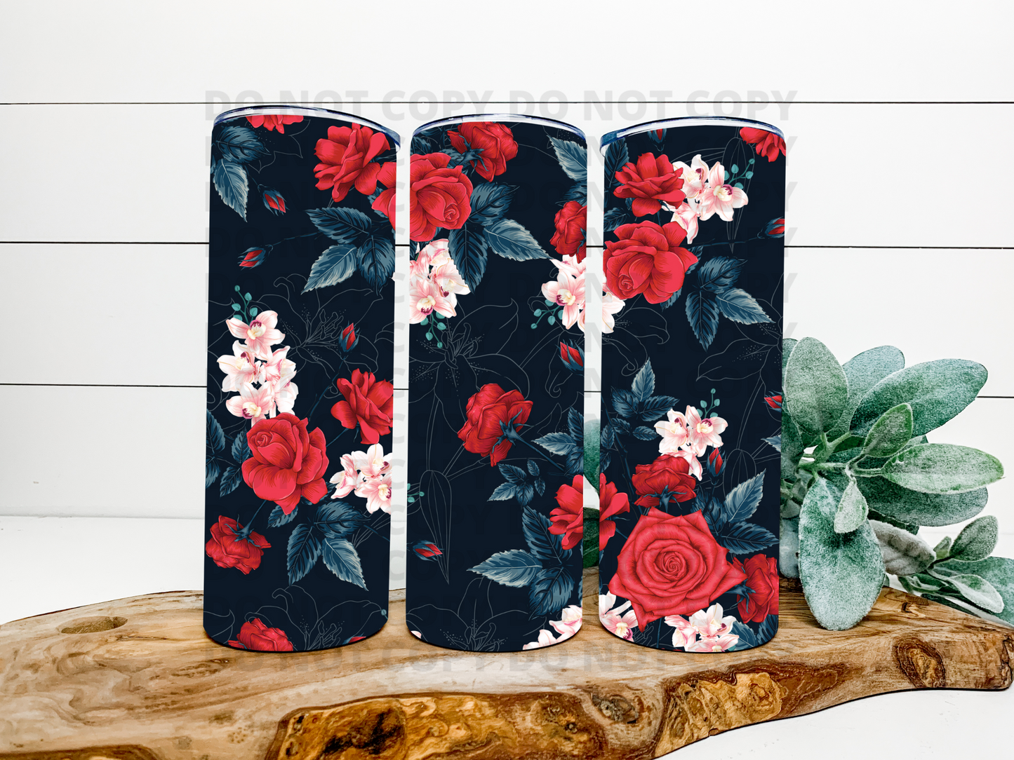 Red Rose Floral Stainless Steel Tumbler