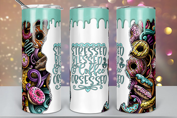 Stressed Blessed Coffee Obsessed 20 oz Tumbler