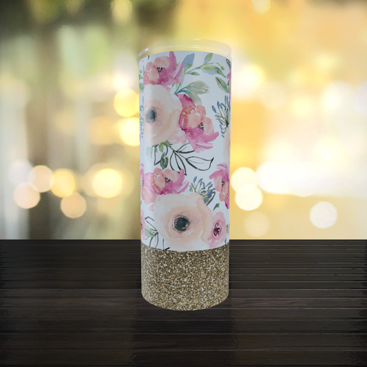 Mommy and me Floral Glitter Bottom 3 Tumbler Set