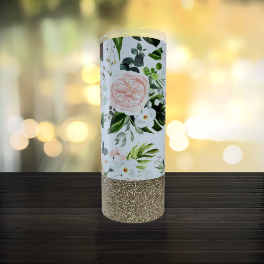 Mommy and me Floral Glitter Bottom 5 Tumbler Set