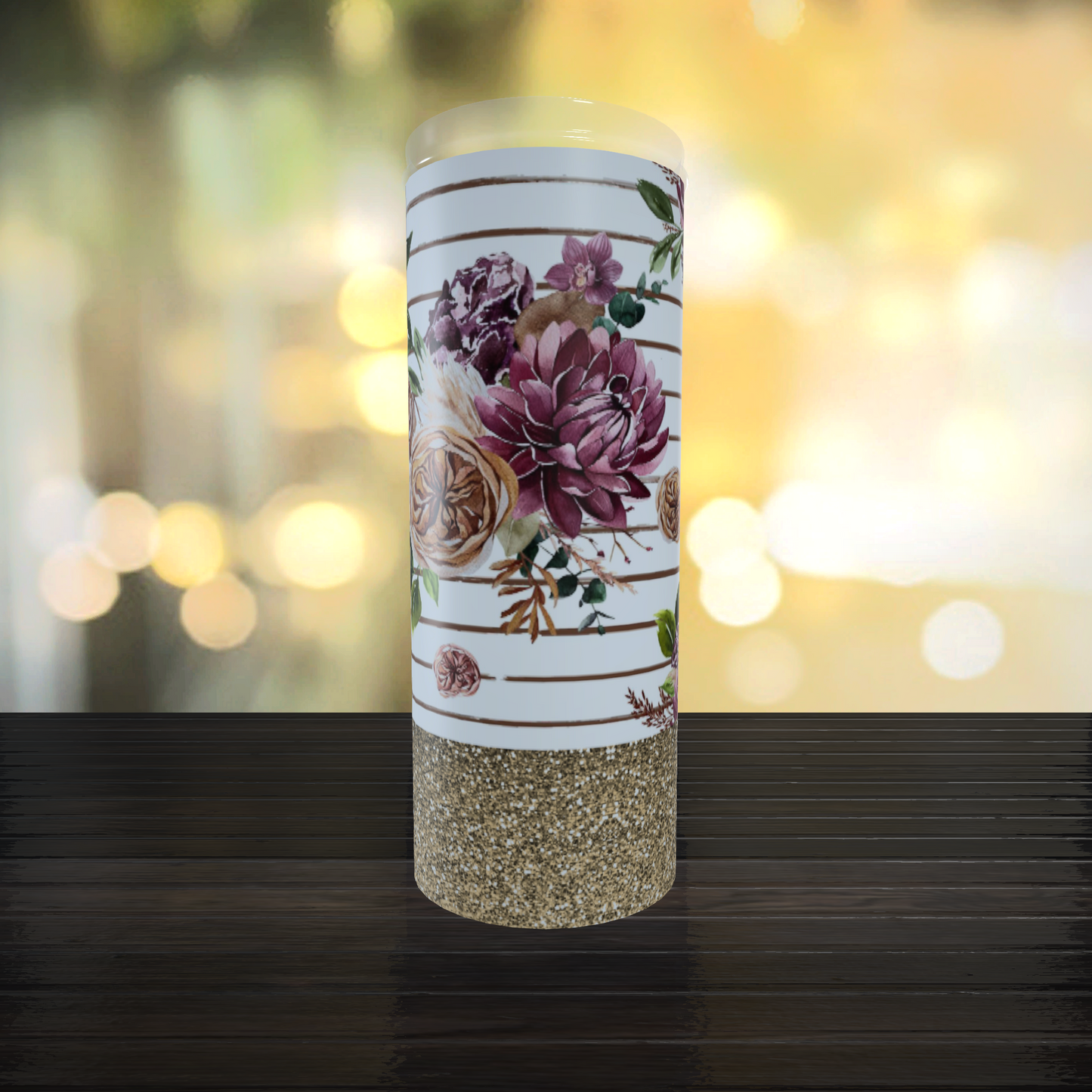 Mommy and me Floral Glitter Bottom 7 Tumbler Set