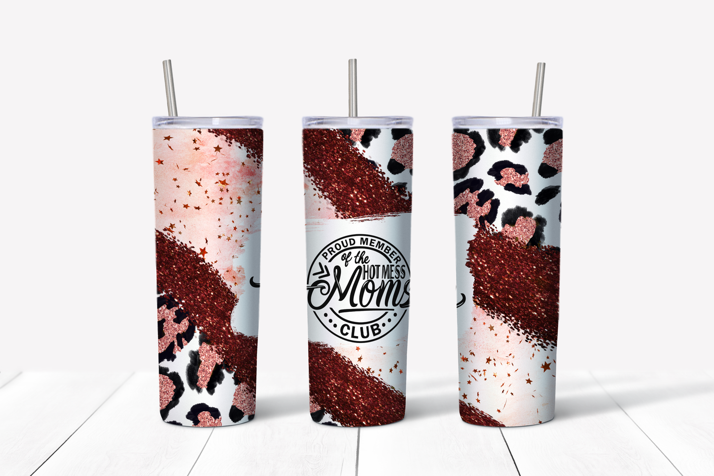 Proud Member of the Hot Mess Mom's Club Rose Gold Leopard 20 oz Tumbler