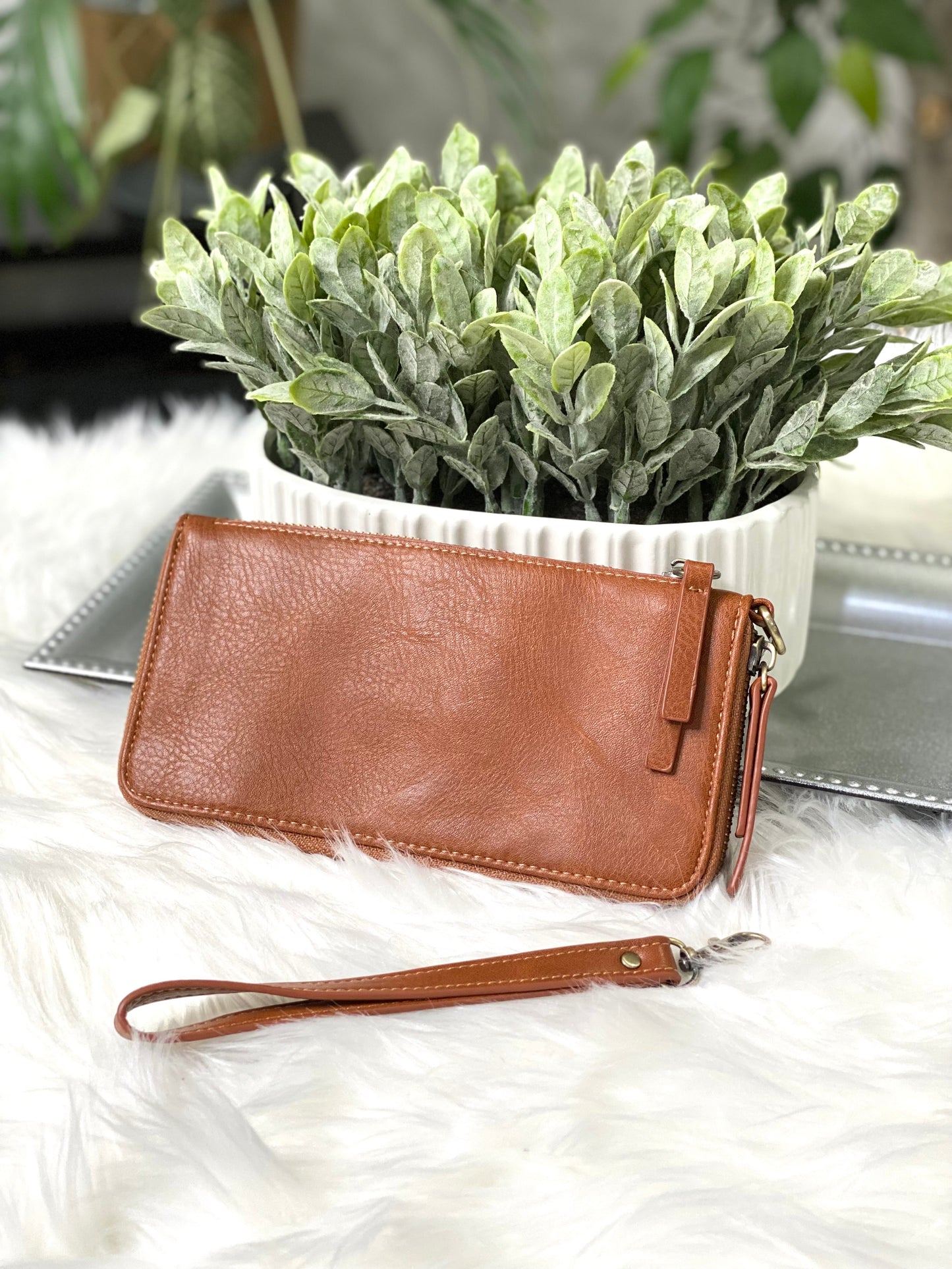 Chloe Wristlet/Wallet in Camel