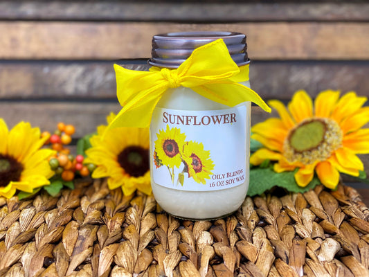 Jumbo Sunflower - 100 Hour Burn Time Soy Wax Candles and 3 oz wax melt