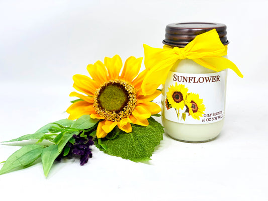 Jumbo Sunflower - 100 Hour Burn Time Soy Wax Candles and 3 oz wax melt