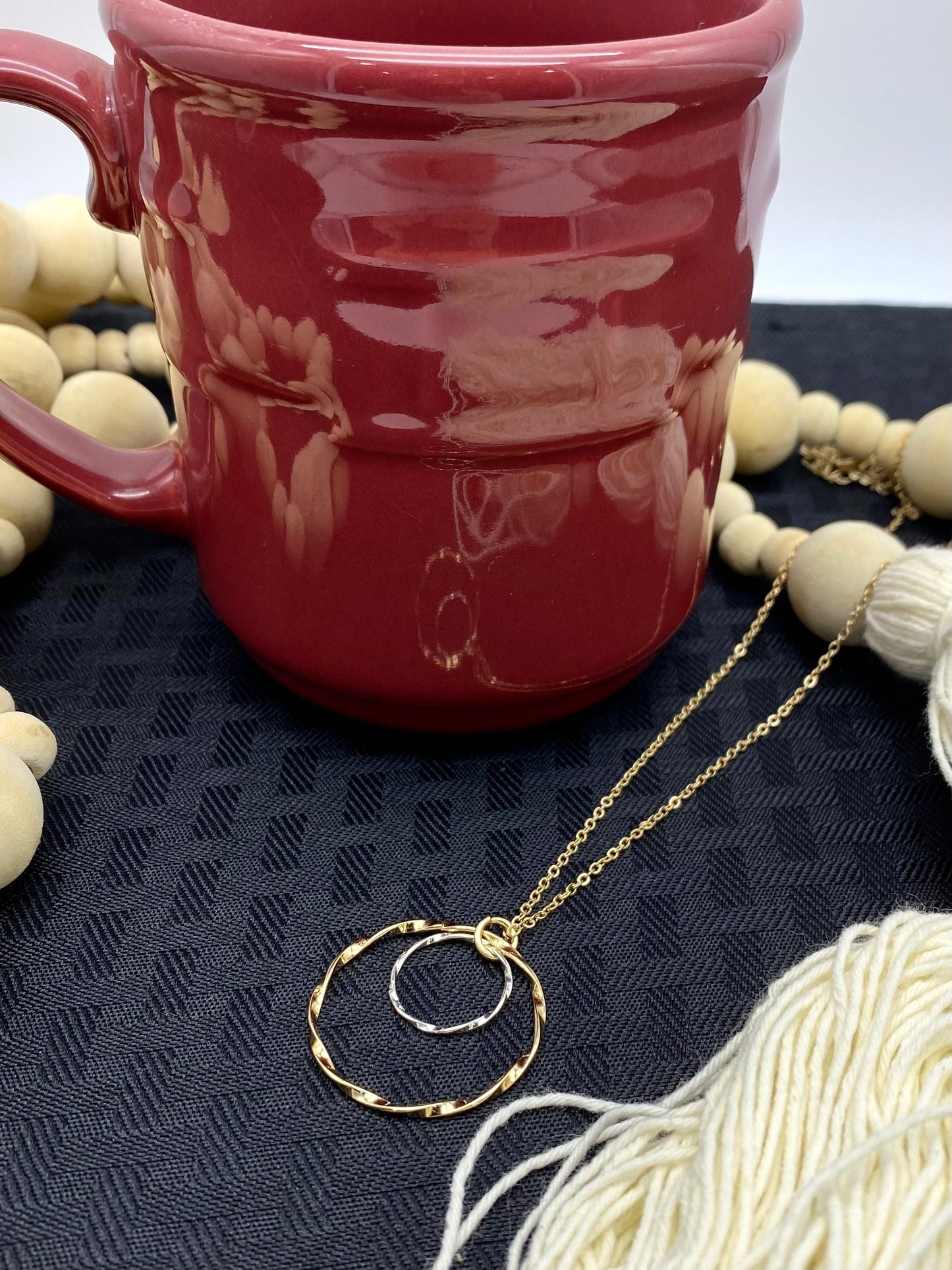 Wavy Double Hoop Necklace - Gold and Silver