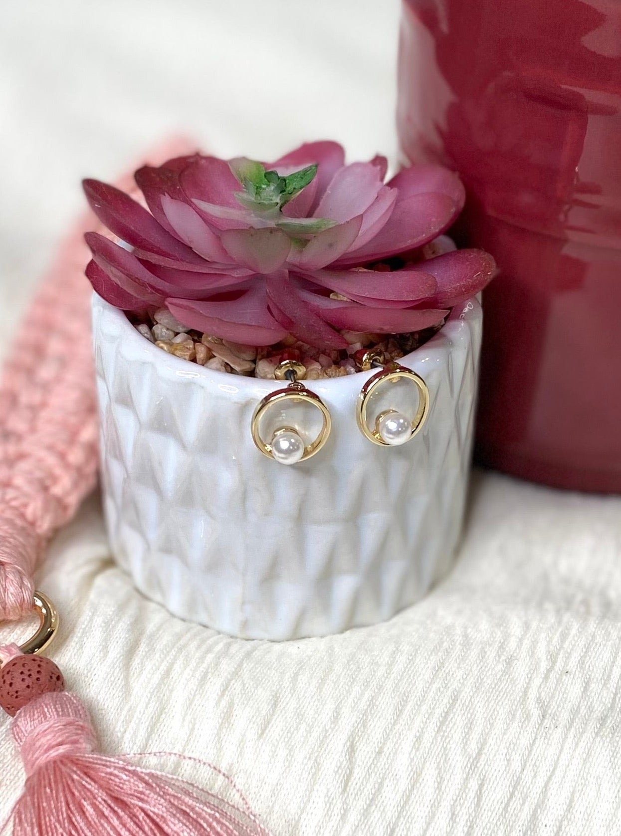 Gold Stud with Pearl Earrings