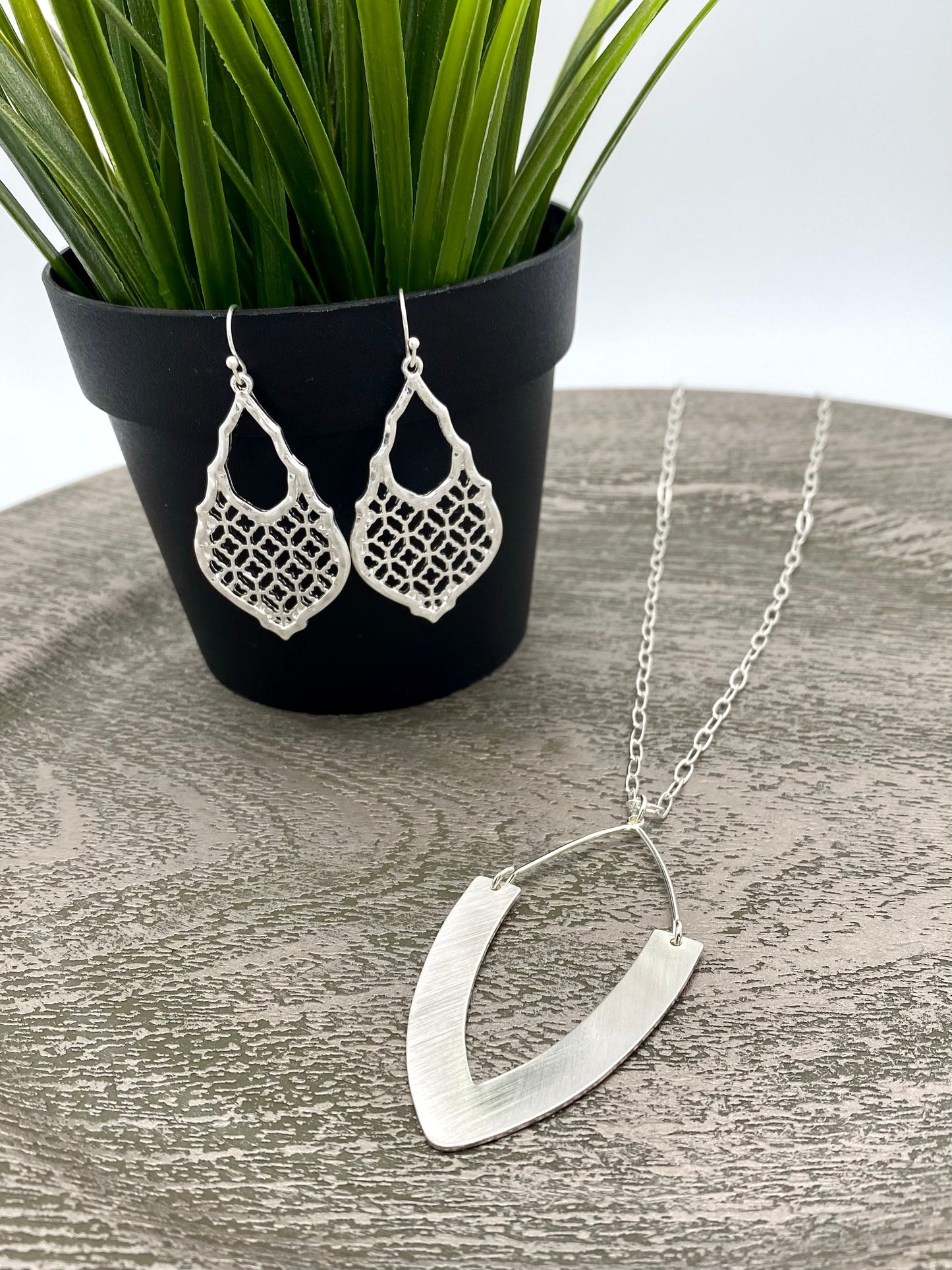 Silver Lattice Teardrop Earrings