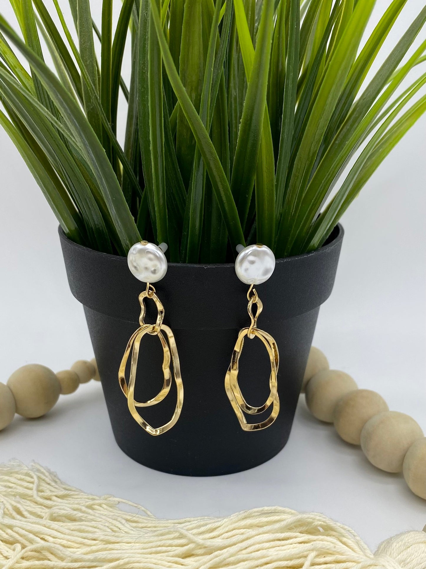 Pearl Waves Earrings in Gold