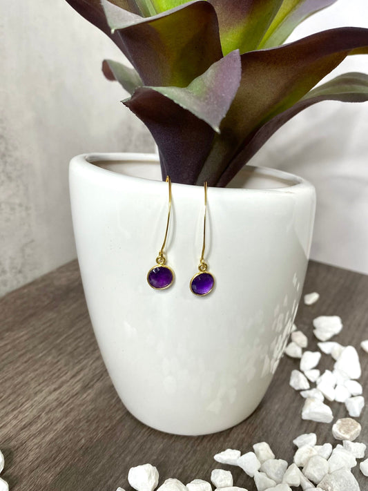 Marquis Amethyst Earrings in Gold