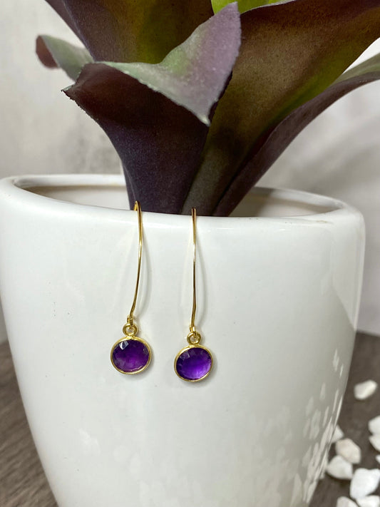 Marquis Amethyst Earrings in Gold