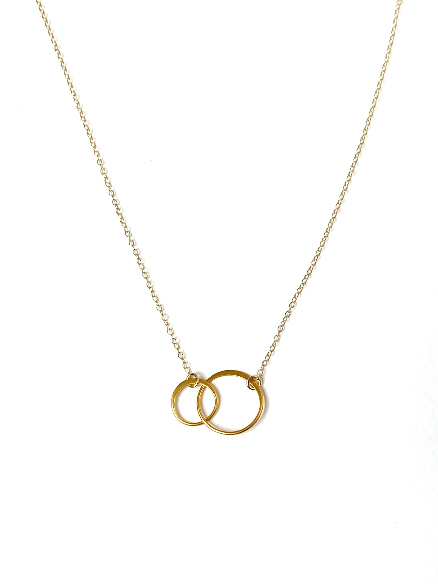 Two Intertwined Circle Necklace in Gold
