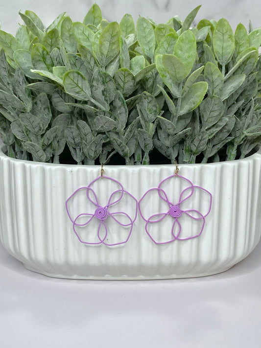 Wired Flower Earring - Lavender