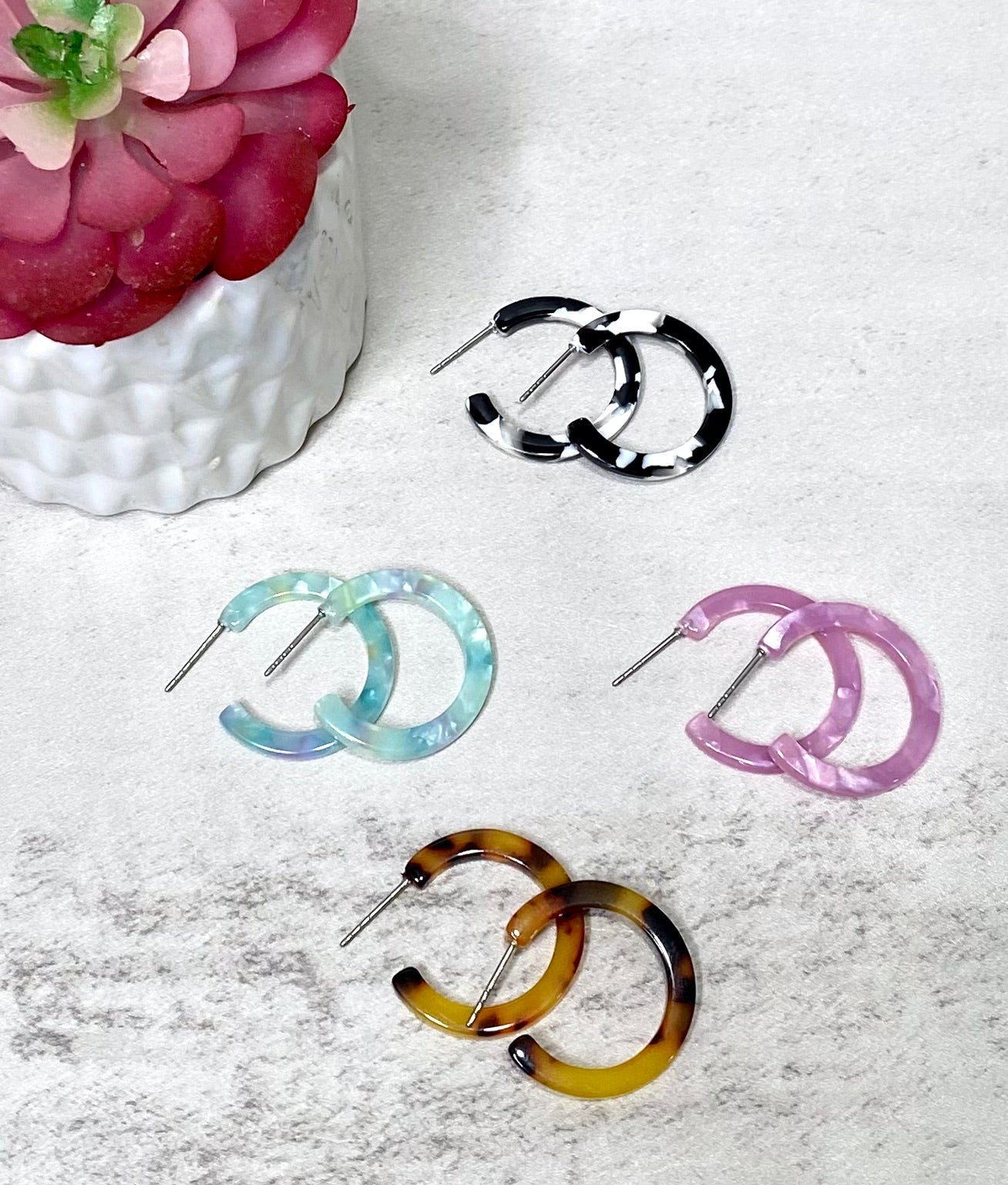 Cam Mini Hoops - Black & White