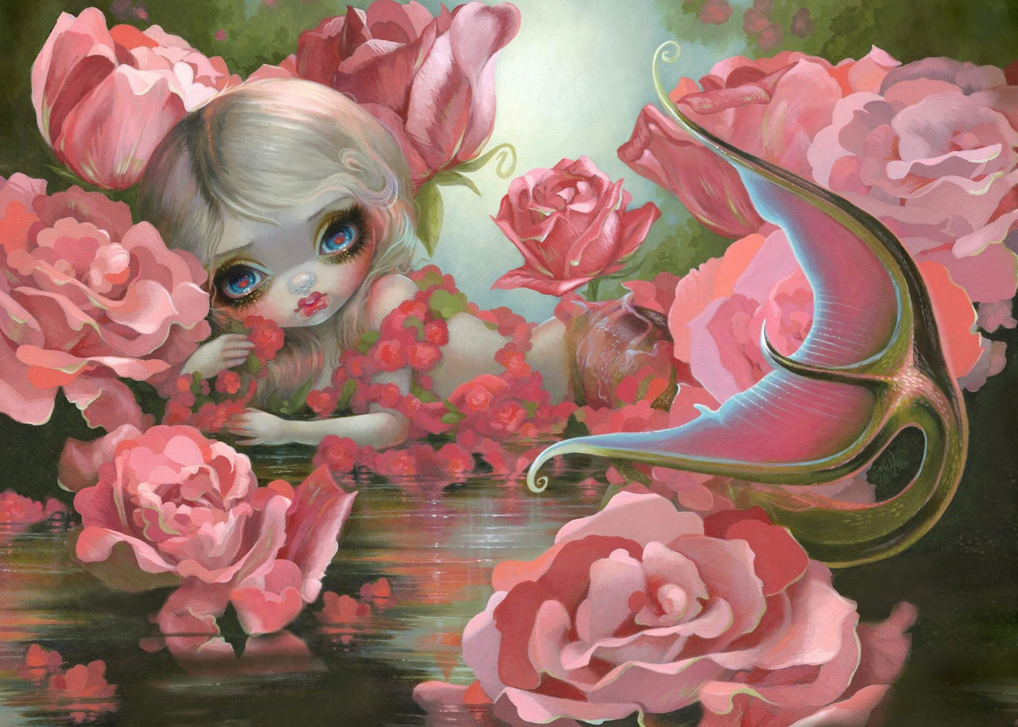 Mermaid with Pink Roses by Jasmine Becket-Griffith