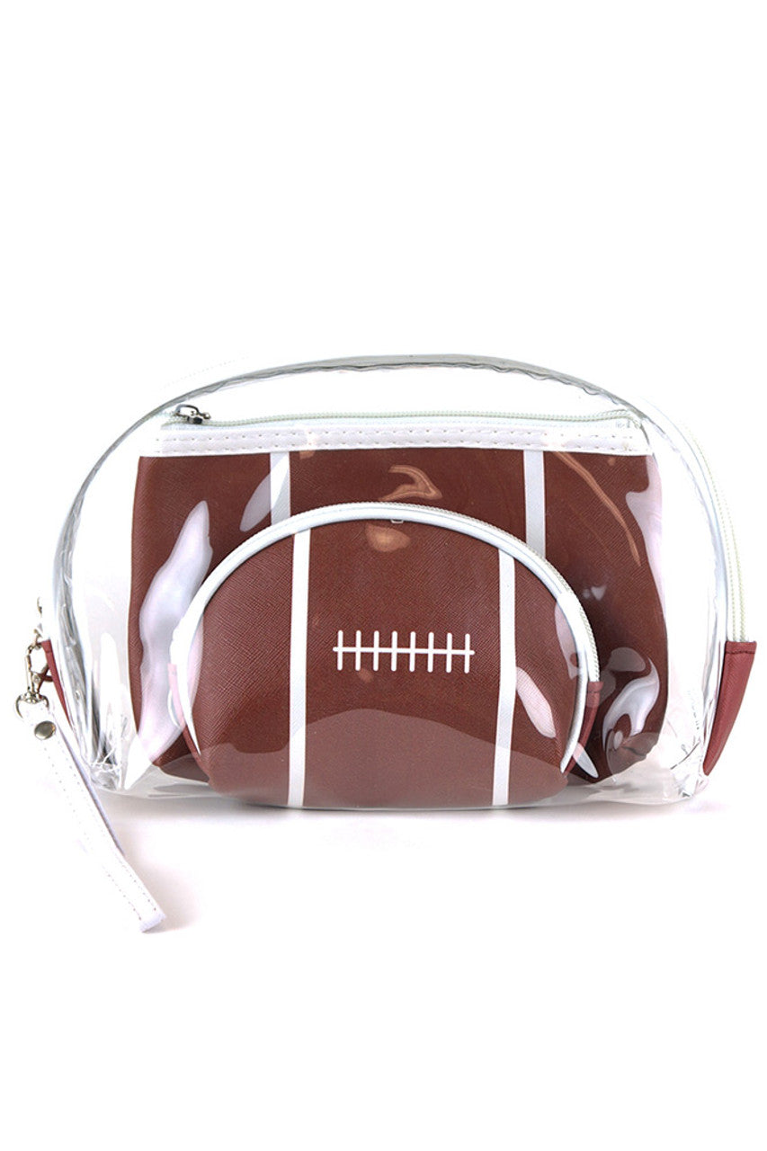 Football Clear Gameday 3-Pcs Pouch Set