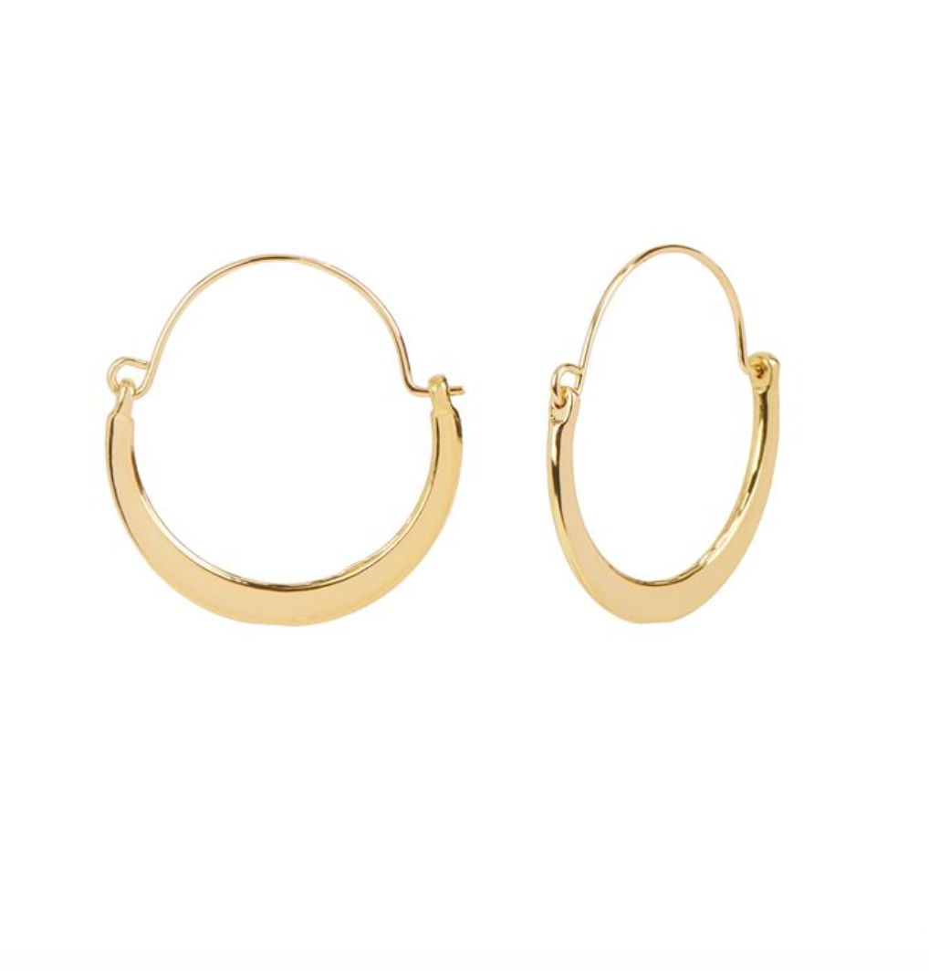 Gold Flat Crescent Hoops