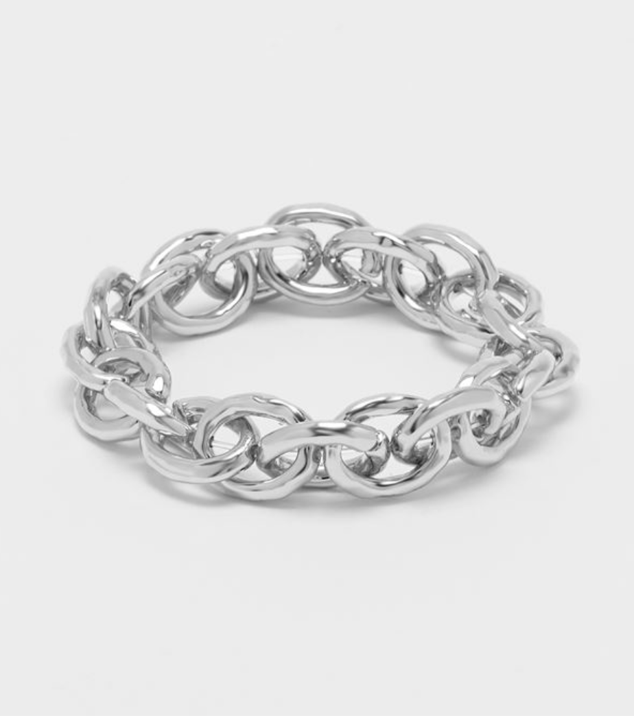 Chain Link Stretch Bracelet in Sliver