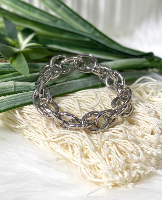 Chain Link Stretch Bracelet in Sliver