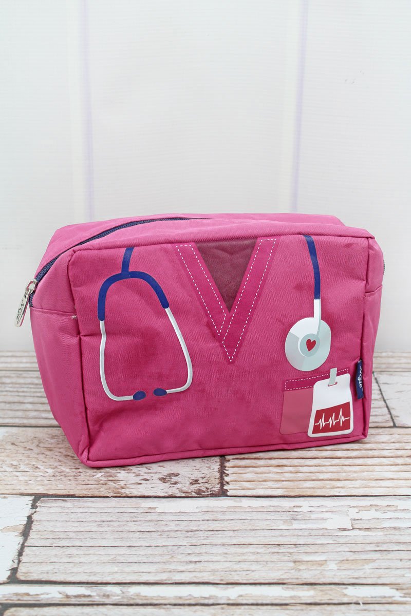 Hot Pink Scrub Life Cosmetic Bag