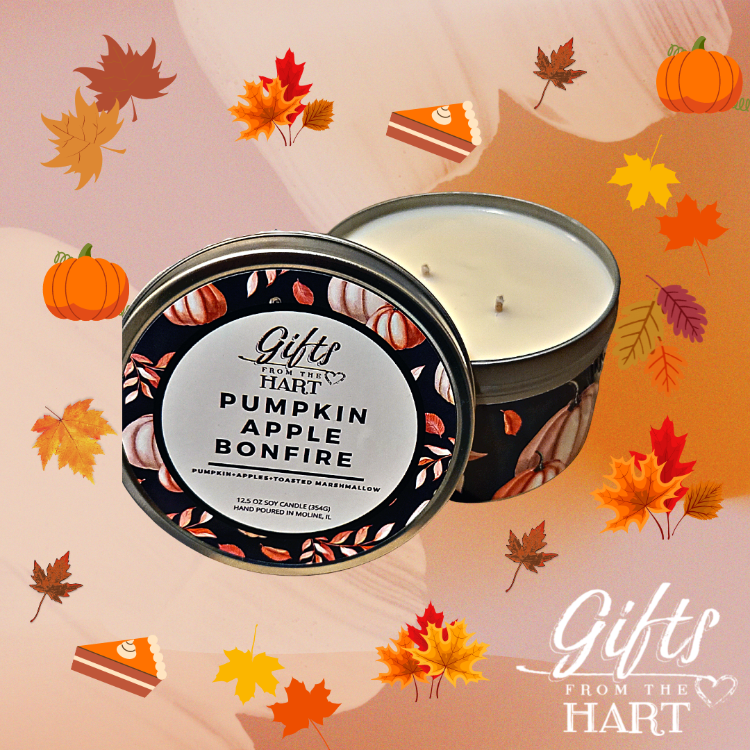 Pumpkin Apple Bonefire Soy 12.5 oz Tin Candle