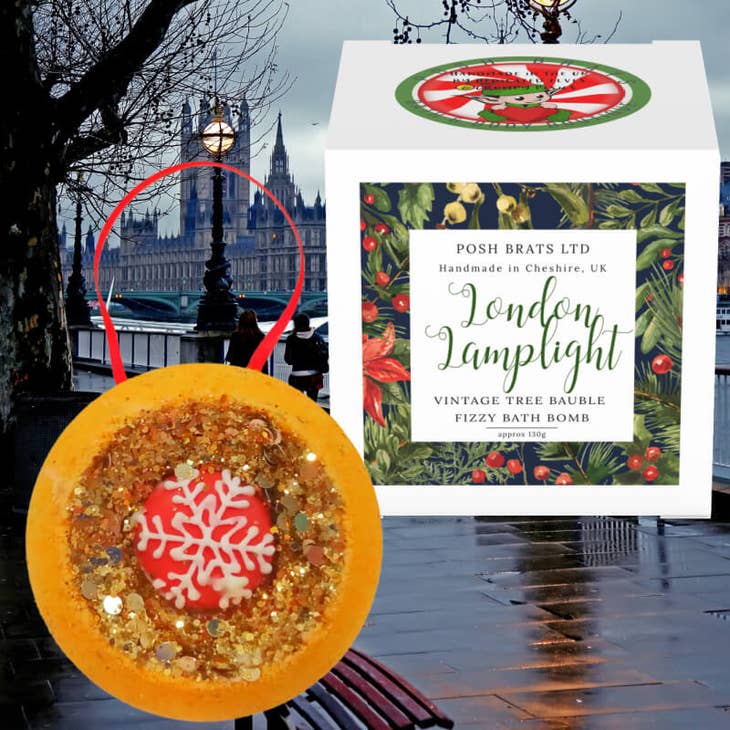 London Lamplight Bath Bomb Tree Bauble Christmas Gift Box