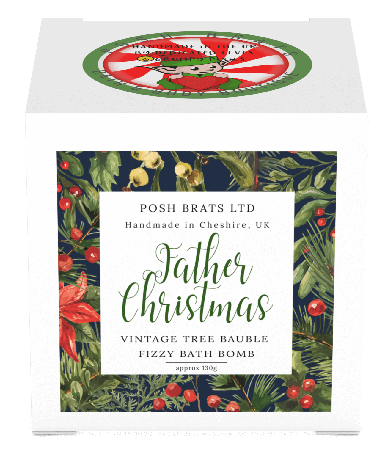 Father Christmas Fizzy Bath Bomb Tree Bauble Gift Box Yule