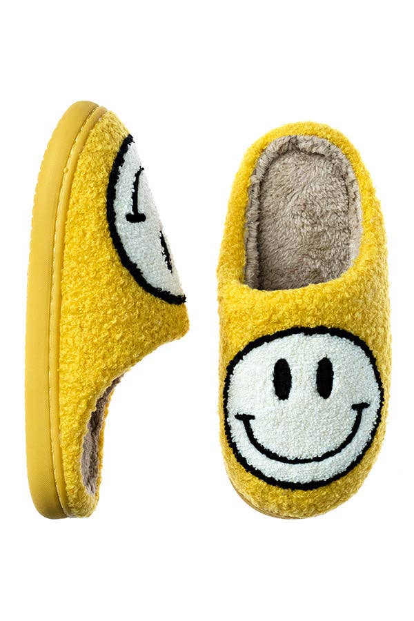 Smiley Face Slippers - Yellow