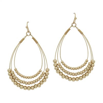 Gold Beaded Layered Teardrop Earring