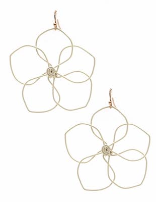 Open Wired Flower Earring - Cream