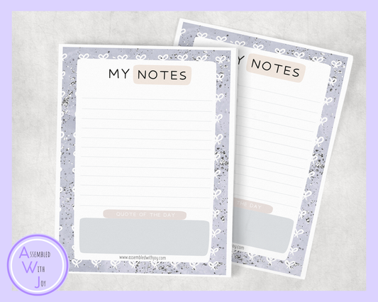 Purple Bows Notepad