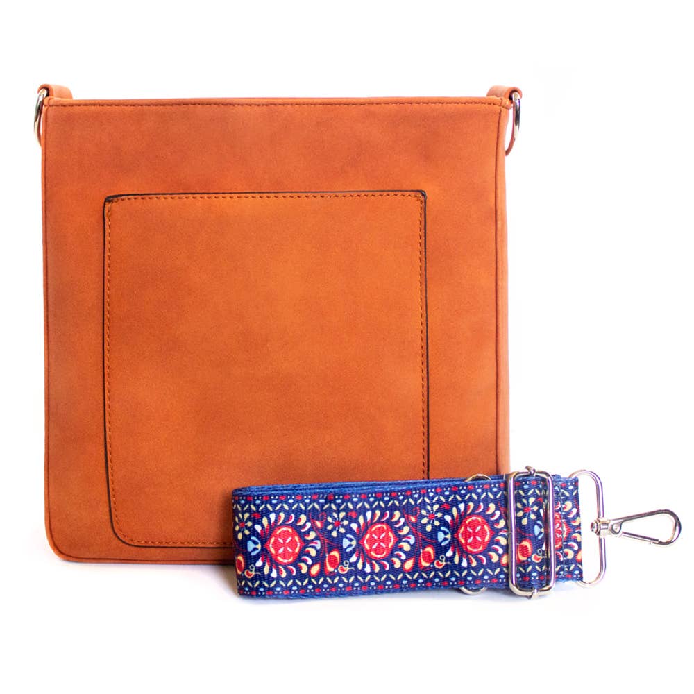 May Crossbody with Guitar Strap in Orange