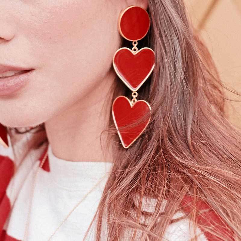 ClaudiaG 2 Red Heart Earrings