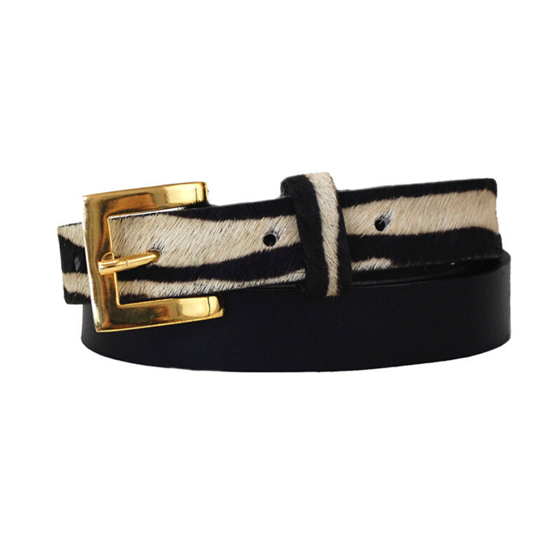 ClaudiaG Sophia Genuine Leather & Cowhide Belt -Black