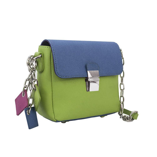 ClaudiaG Tiny Leather Handbag -Blue/Lime (Option 2)