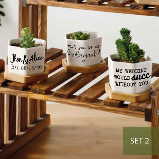 ClaudiaG Message in a Planter - 4" Set of 3