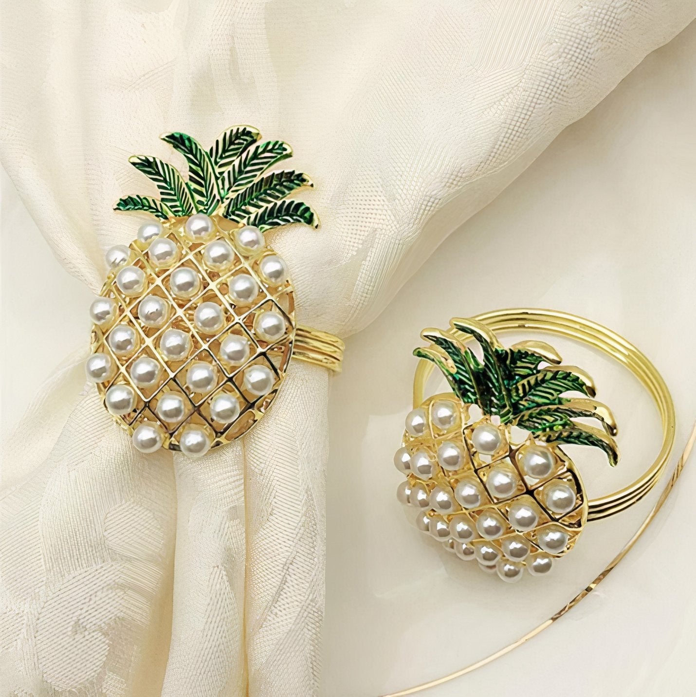 ClaudiaG Pineapple Napkin Ring Set