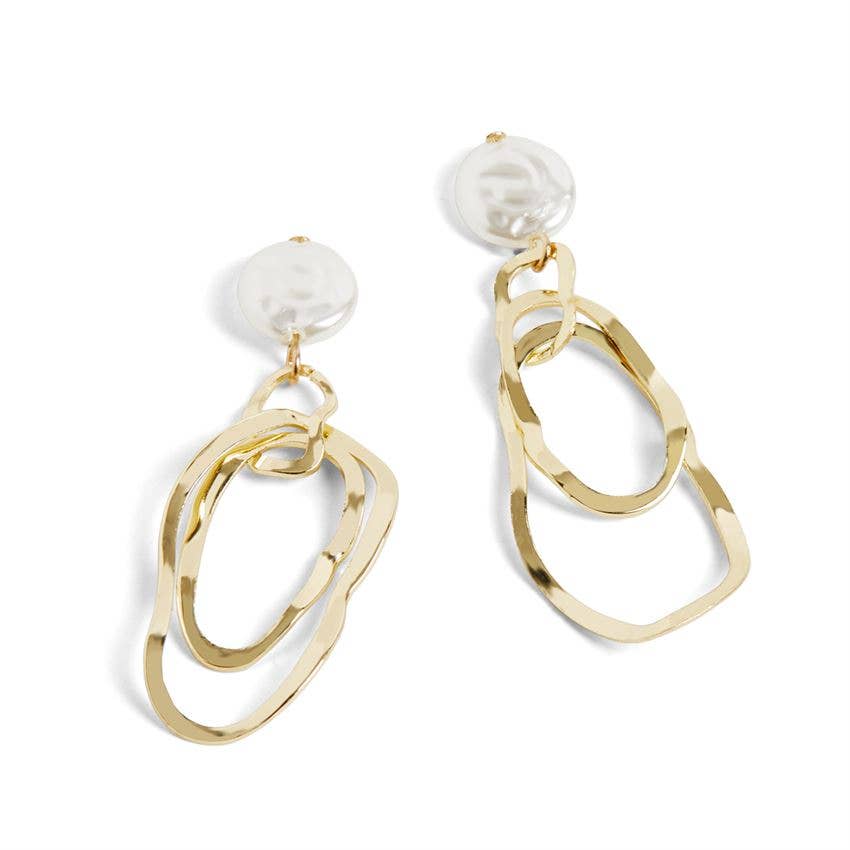 Pearl Waves Earrings in Gold