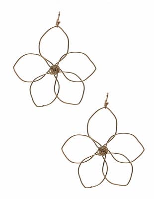 Open Wired Flower Earring - Matte Gold