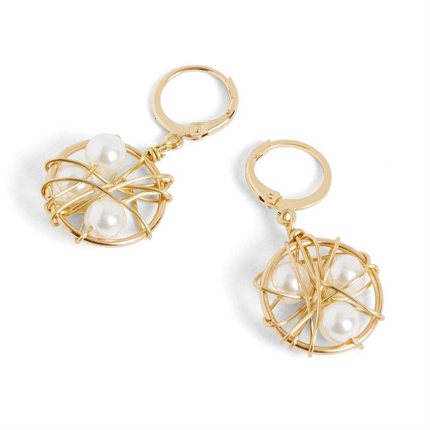 Dreamcatcher w/ Pearl Earrings - Gold