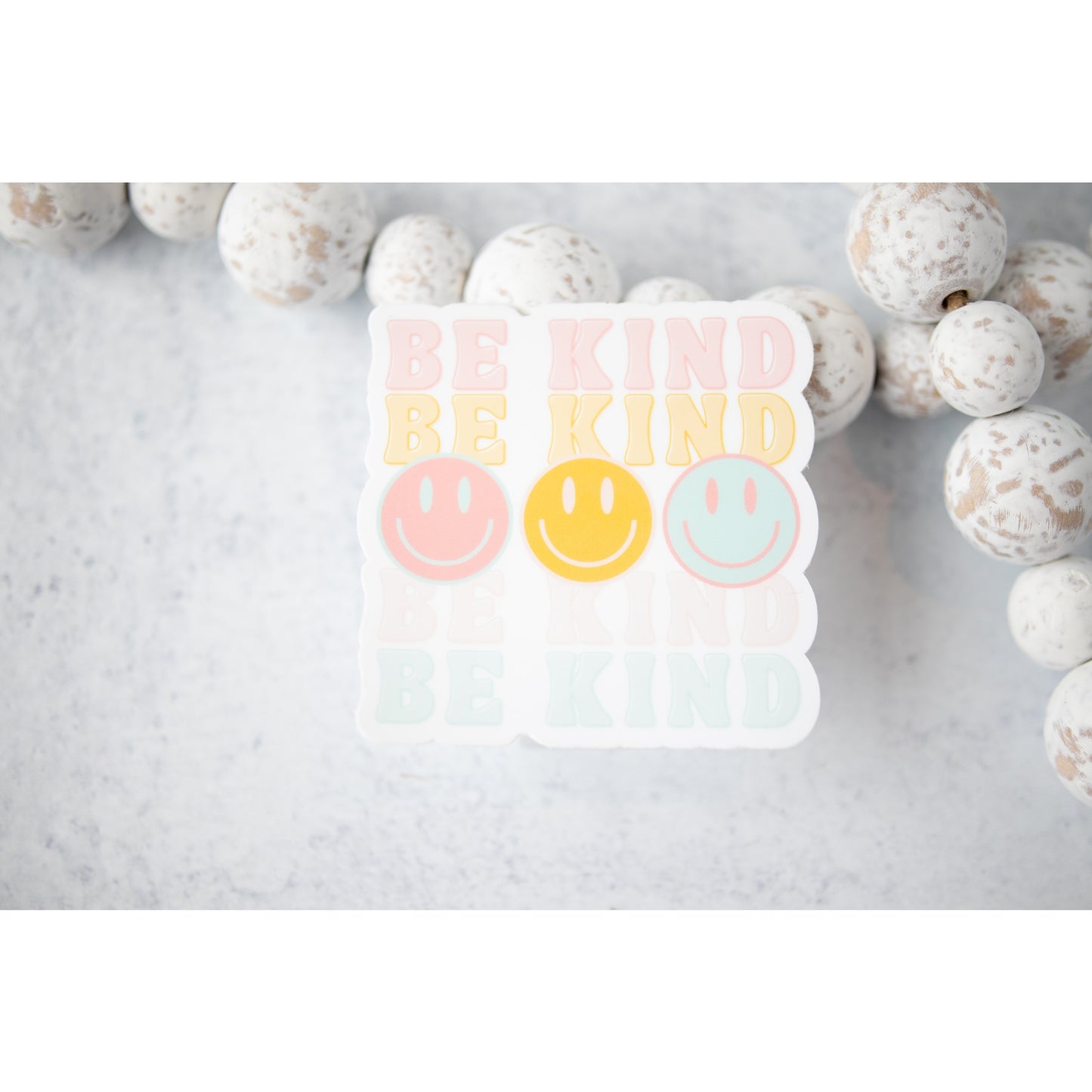 Pastel Be Kind Stacked, Clear, Vinyl Sticker, 3x3 in.