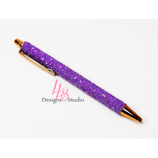 Stationery Pen | Purple Confetti Clickable Pen | Black Ink |