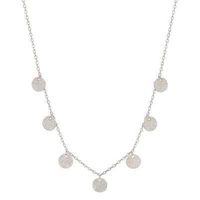 Silver Textured Coin Drop Necklace