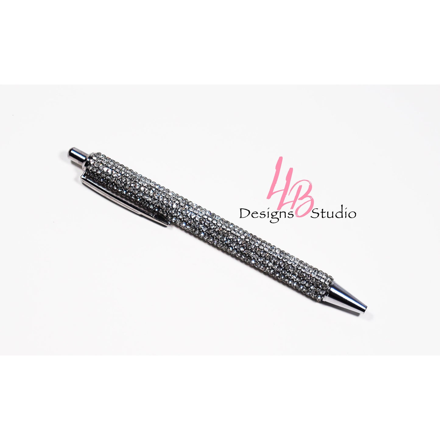 Stationary Pen | Silver Rhinestone Clickable Pen | Black Ink |