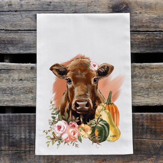 Cow Tea Towel, 'Hershey' Dish Towel, Fall Kitchen Decor
