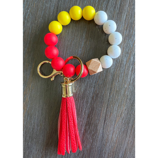Game Day Wristlet Silicone Beads - Red/Yellow/White