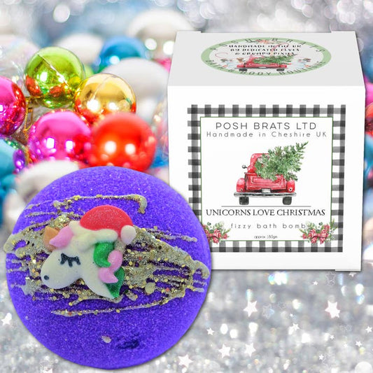 Unicorns Love Christmas Holiday Bath Bomb Gift Box Yule Xmas