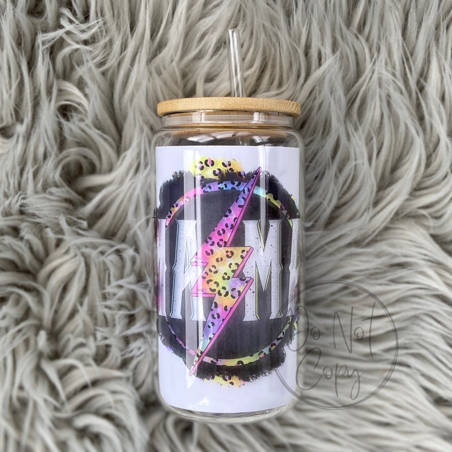 Mama colorful bolt Glass Can