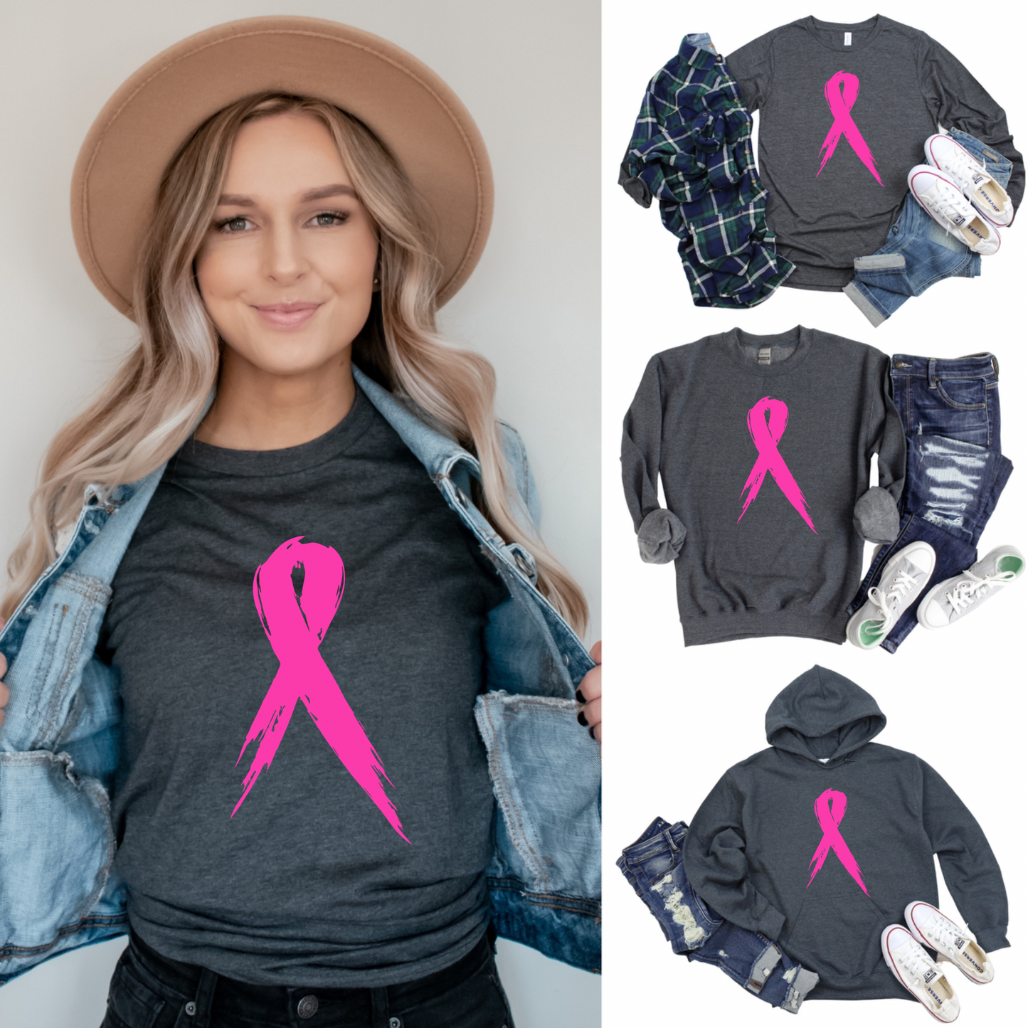 Breast Cancer Ribbon - Direct to Film (DTF) - Graphic Tee
