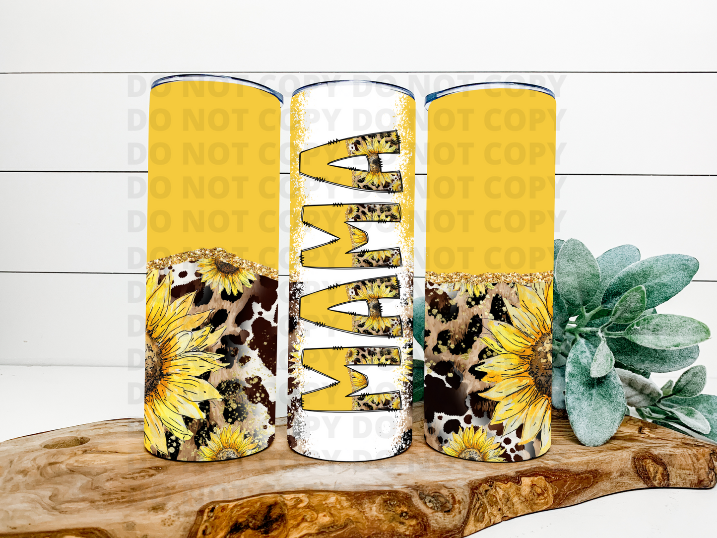 Yellow Sunflower Cheetah Cow Mama Tumbler